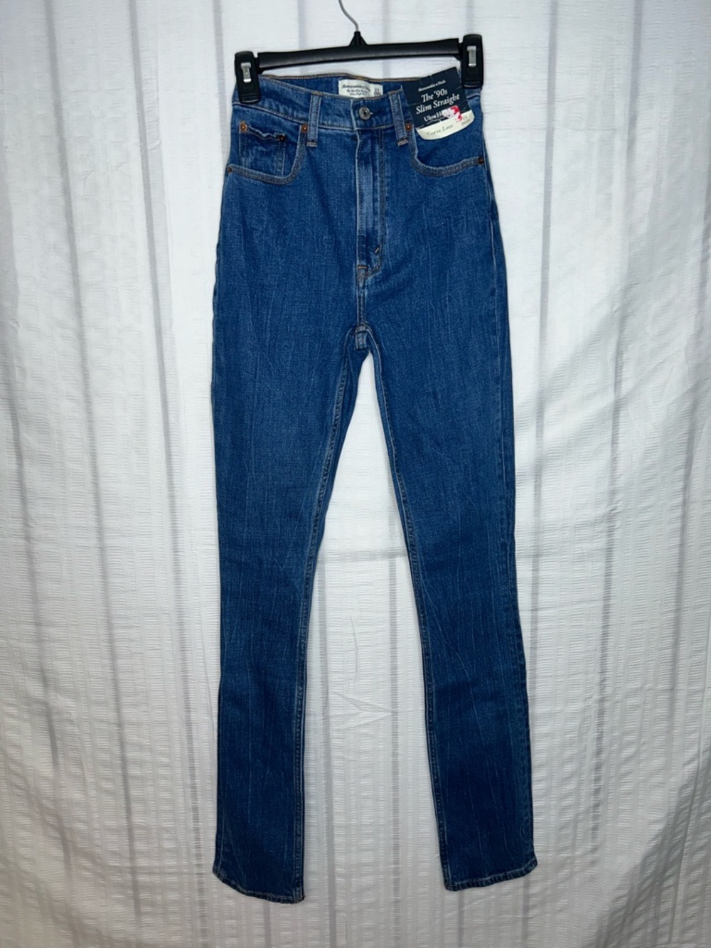 Abercrombie & Fitch 90s Straight Dark Wash Jeans Ultra High Rise Size 23/000 New